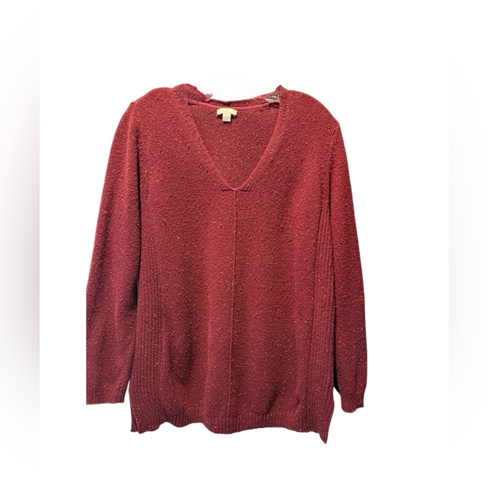 J. Jill Deep Red V-Neck Sweater